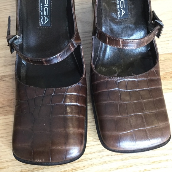 Via Spiga 90s vintage square toe croc Mary Jane’s - Picture 7 of 14